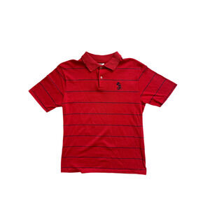 Vintage 90s Disney Wear Mickey Mouse Red Striped Polo Made in USA